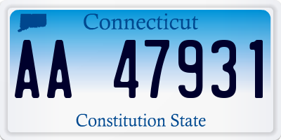 CT license plate AA47931