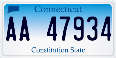 CT license plate AA47934