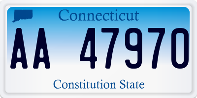 CT license plate AA47970