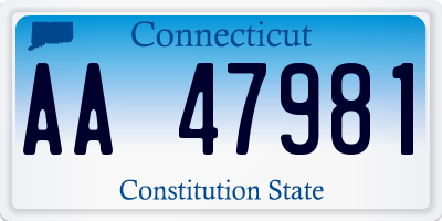 CT license plate AA47981