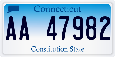 CT license plate AA47982