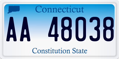 CT license plate AA48038
