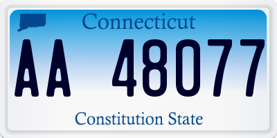 CT license plate AA48077