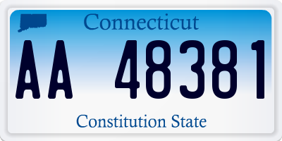 CT license plate AA48381