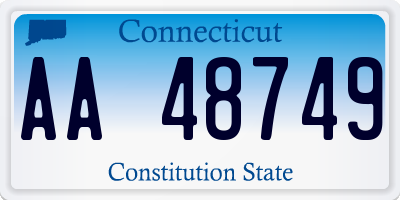 CT license plate AA48749