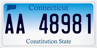 CT license plate AA48981