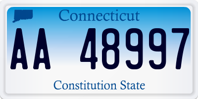 CT license plate AA48997