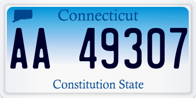 CT license plate AA49307