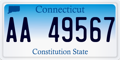 CT license plate AA49567