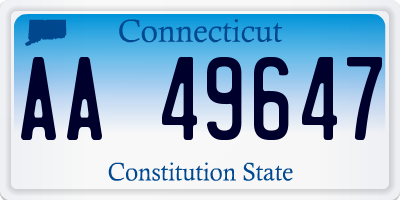 CT license plate AA49647