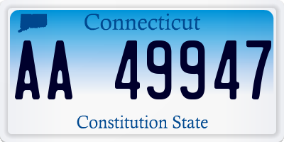 CT license plate AA49947