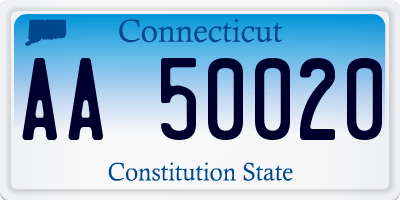 CT license plate AA50020