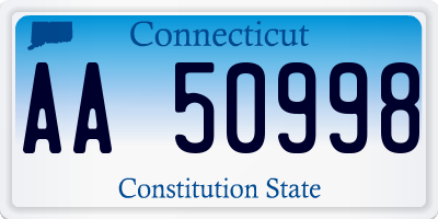 CT license plate AA50998