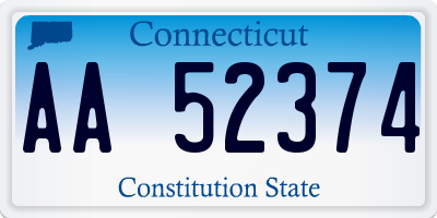 CT license plate AA52374