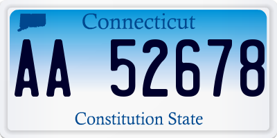 CT license plate AA52678