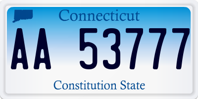 CT license plate AA53777