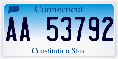 CT license plate AA53792