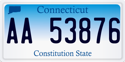CT license plate AA53876
