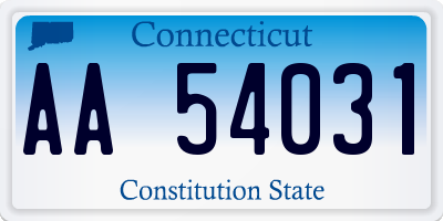 CT license plate AA54031