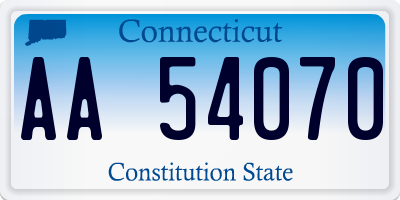 CT license plate AA54070