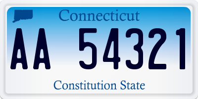 CT license plate AA54321