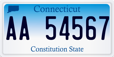 CT license plate AA54567