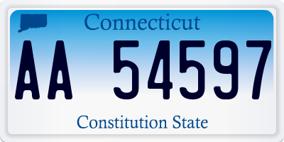 CT license plate AA54597