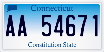 CT license plate AA54671