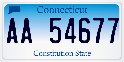 CT license plate AA54677