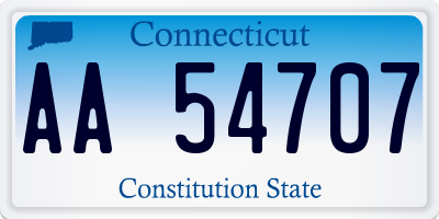 CT license plate AA54707