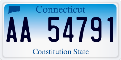 CT license plate AA54791