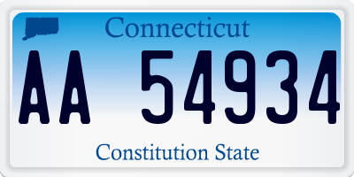 CT license plate AA54934