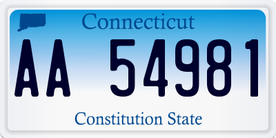 CT license plate AA54981