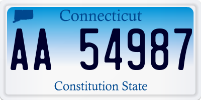 CT license plate AA54987