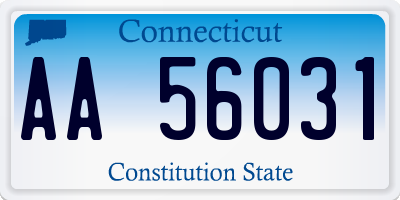 CT license plate AA56031