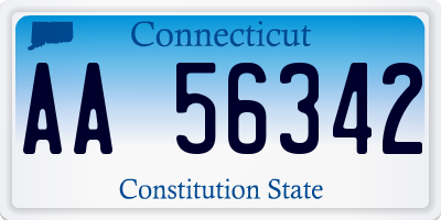 CT license plate AA56342