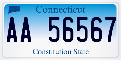 CT license plate AA56567