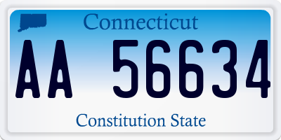 CT license plate AA56634