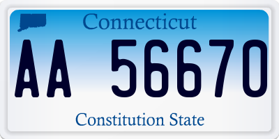 CT license plate AA56670