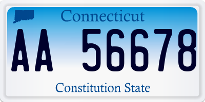 CT license plate AA56678