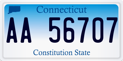 CT license plate AA56707