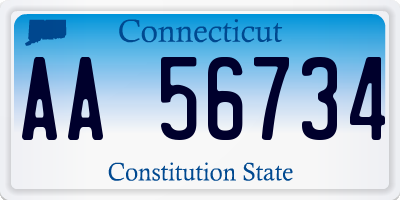 CT license plate AA56734