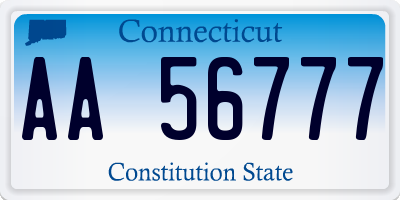 CT license plate AA56777