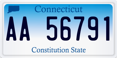 CT license plate AA56791