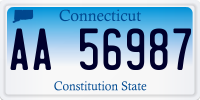 CT license plate AA56987