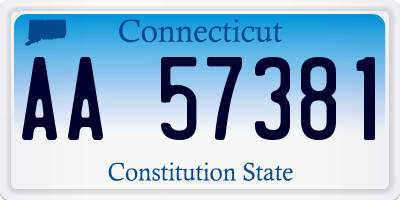 CT license plate AA57381