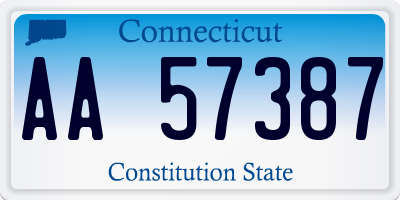 CT license plate AA57387