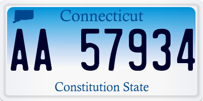 CT license plate AA57934