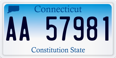 CT license plate AA57981