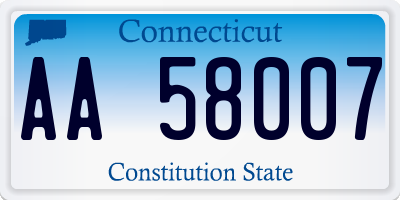 CT license plate AA58007